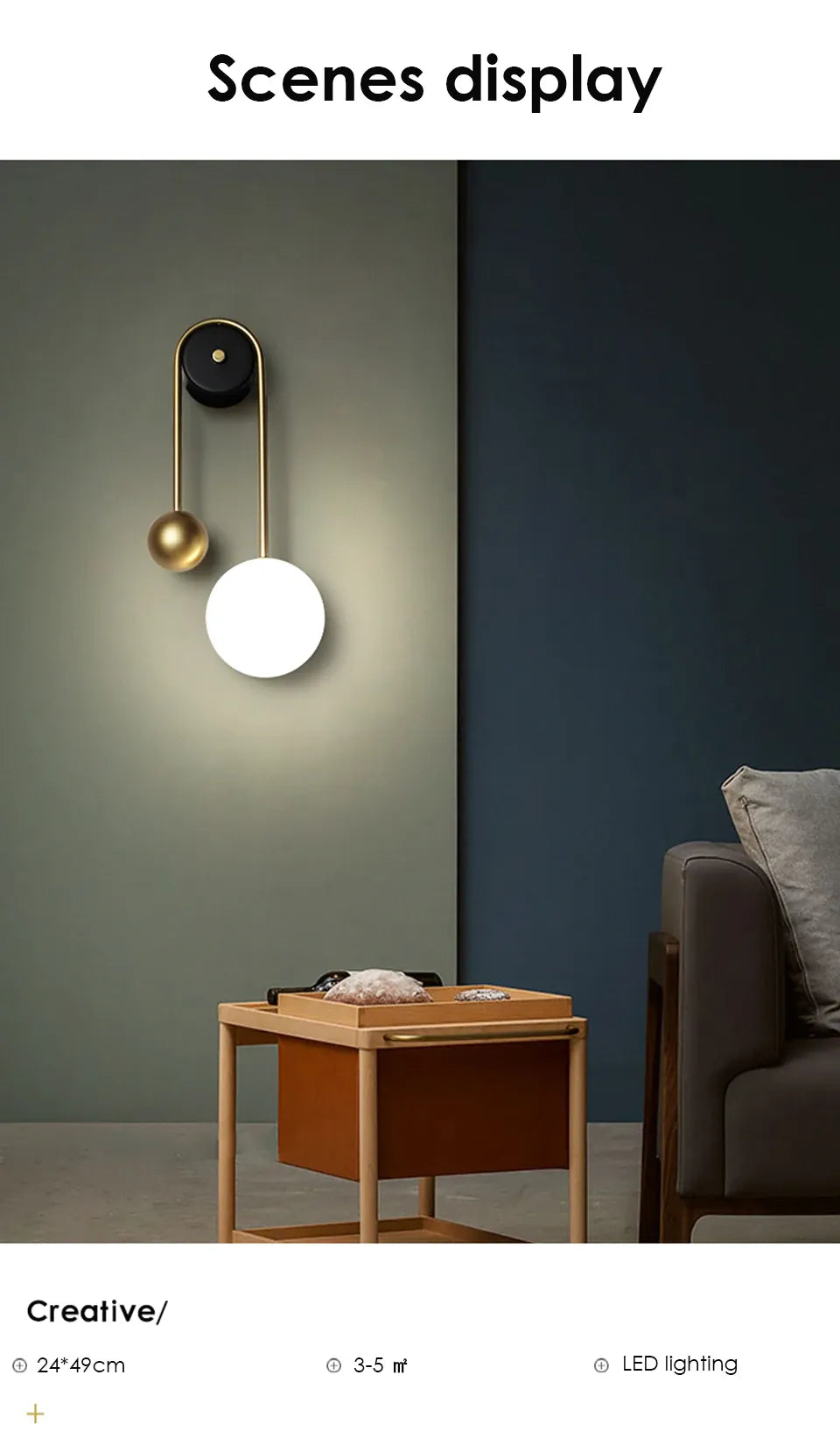 Verthara Premium Golden Ball LED Wall Sconce