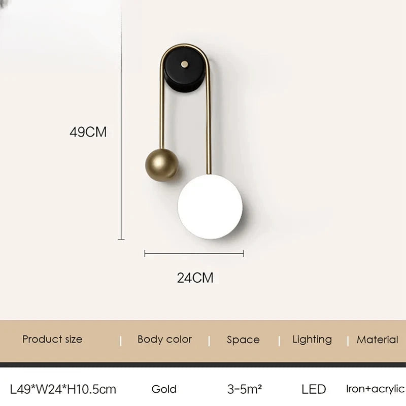Verthara Premium Golden Ball LED Wall Sconce