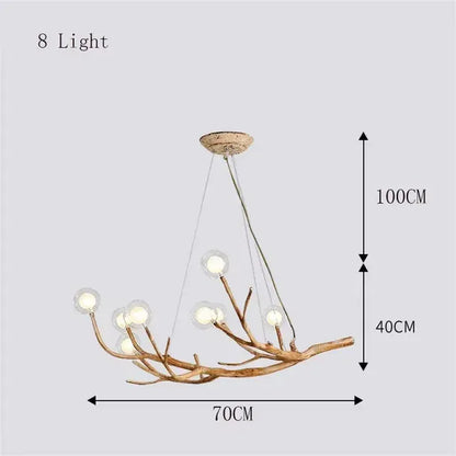 Verthara Premium Handcrafted Ceiling Light - Retro Chandelier - Brown Antique Finish - Rustic Style - Ideal For Loft And Boutique Settings 8heads Clear ball / Warm White