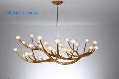 Verthara Premium Handcrafted Ceiling Light - Retro Chandelier - Brown Antique Finish - Rustic Style - Ideal For Loft And Boutique Settings 28heads Clear ball / Warm White
