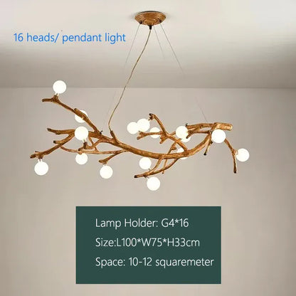 Verthara Premium Handcrafted Retro Tree Branch Chandelier 16light Frosted ball / Cold White