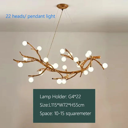 Verthara Premium Handcrafted Retro Tree Branch Chandelier 22light Frosted ball / Warm White