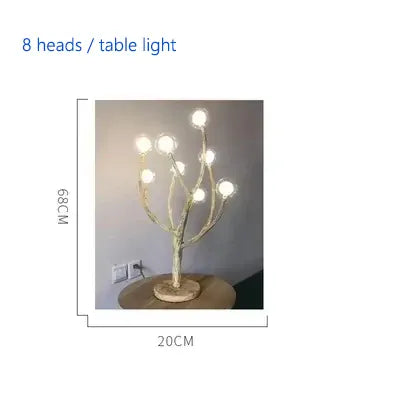 Verthara Premium Handcrafted Retro Tree Branch Chandelier 8heads Table lamp / Warm White