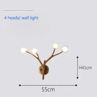 Verthara Premium Handcrafted Retro Tree Branch Chandelier 4heads Wall lamp / Warm White