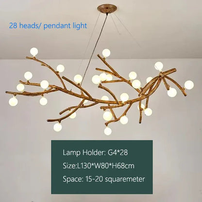 Verthara Premium Handcrafted Retro Tree Branch Chandelier 28light Frosted ball / Cold White
