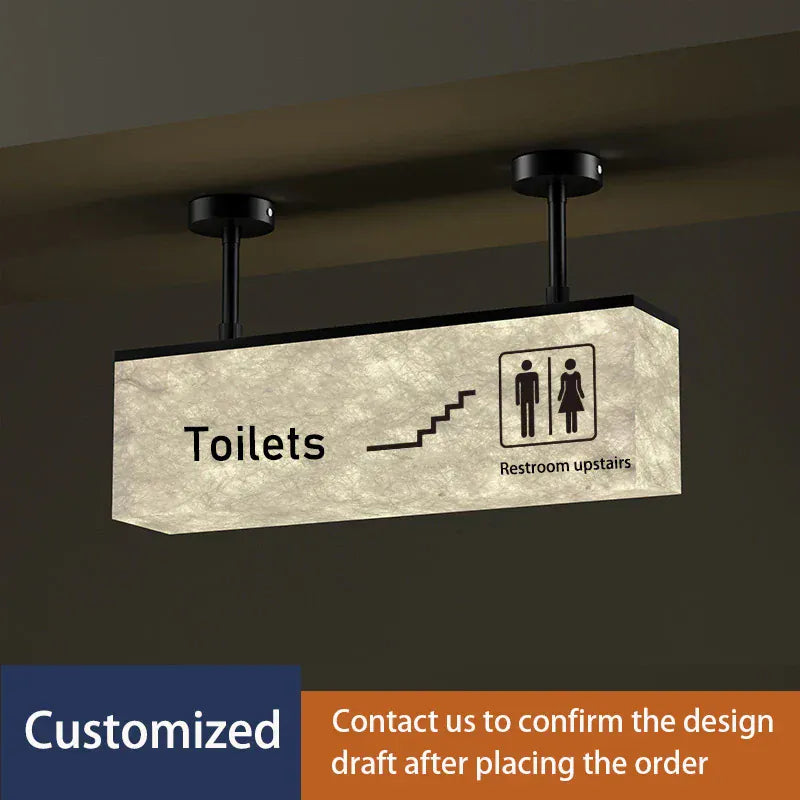 Verthara Premium Illuminated LED Toilet Sign With Hanging Mount – Customisable - Modern Design - Indoor Use - Bright White Light - Durable Acrylic 50x15cm Textured