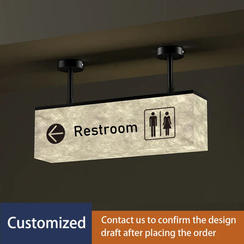 Verthara Premium Illuminated LED Toilet Sign With Hanging Mount – Customisable - Modern Design - Indoor Use - Bright White Light - Durable Acrylic 50x15cm Textured-a