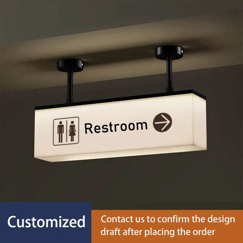 Verthara Premium Illuminated LED Toilet Sign With Hanging Mount – Customisable - Modern Design - Indoor Use - Bright White Light - Durable Acrylic 50x15cm Clear-a