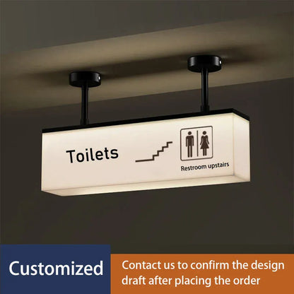 Verthara Premium Illuminated LED Toilet Sign With Hanging Mount – Customisable - Modern Design - Indoor Use - Bright White Light - Durable Acrylic 50x15cm Clear