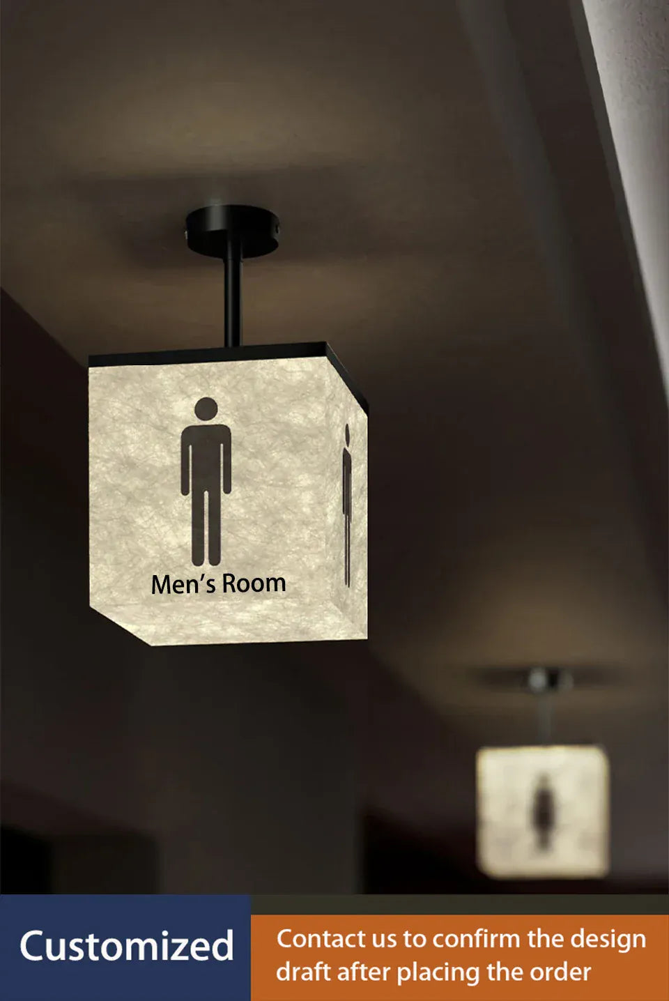 Verthara Premium Illuminated LED Toilet Sign With Hanging Mount – Customisable - Modern Design - Indoor Use - Bright White Light - Durable Acrylic 20x20cm Textured-a