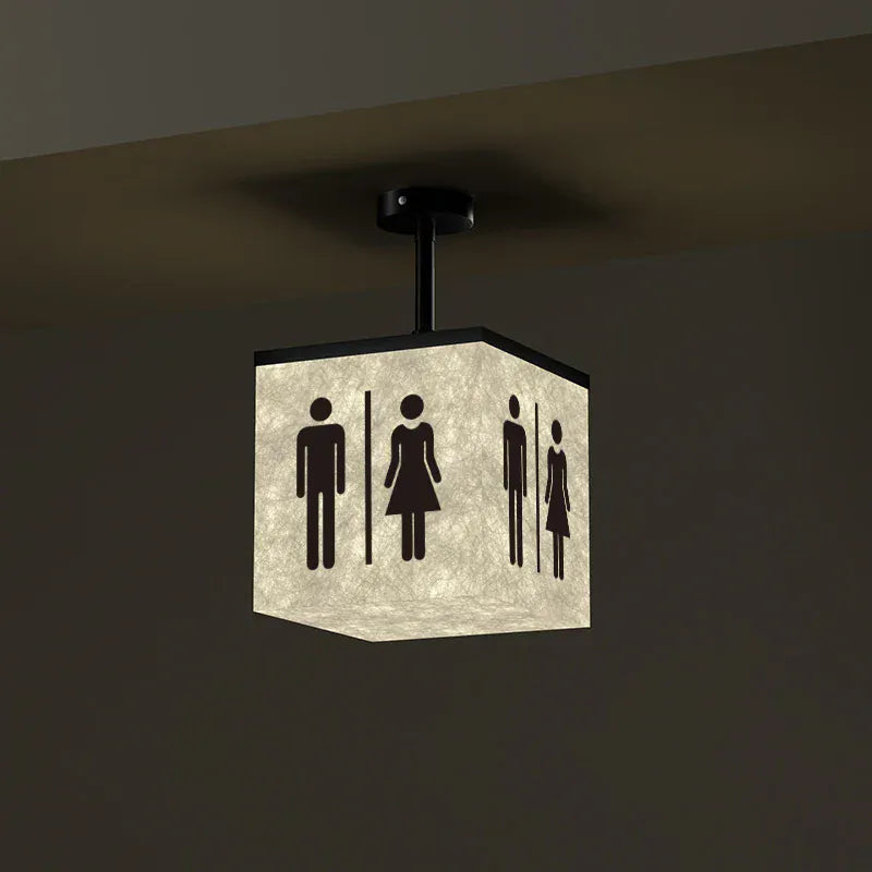 Verthara Premium Illuminated LED Toilet Sign With Hanging Mount – Customisable - Modern Design - Indoor Use - Bright White Light - Durable Acrylic 20x20cm Textured-b