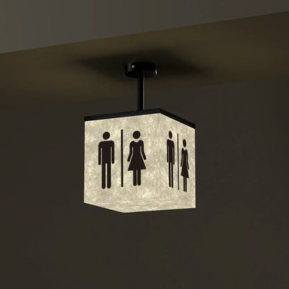 Verthara Premium Illuminated LED Toilet Sign With Hanging Mount – Customisable - Modern Design - Indoor Use - Bright White Light - Durable Acrylic 20x20cm Textured-b