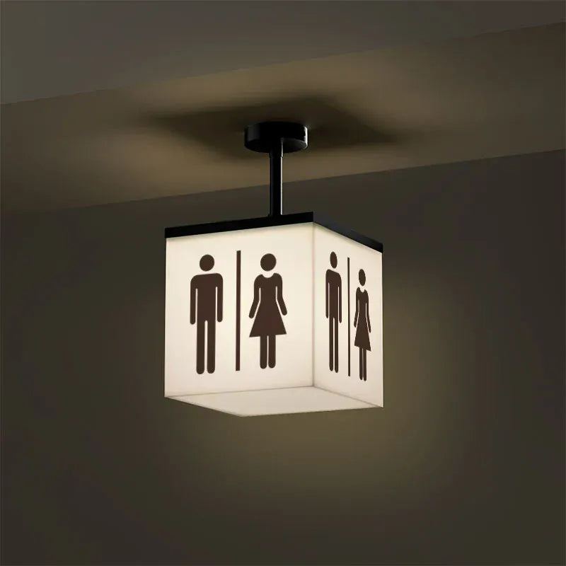 Verthara Premium Illuminated LED Toilet Sign With Hanging Mount – Customisable - Modern Design - Indoor Use - Bright White Light - Durable Acrylic 20x20cm Clear-a