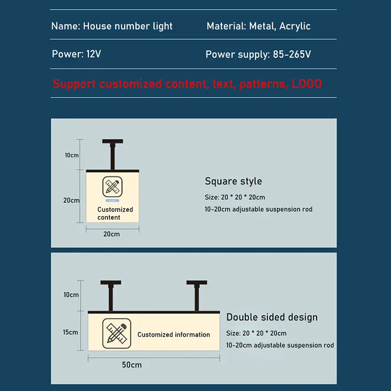 Verthara Premium Illuminated LED Toilet Sign With Hanging Mount – Customisable - Modern Design - Indoor Use - Bright White Light - Durable Acrylic