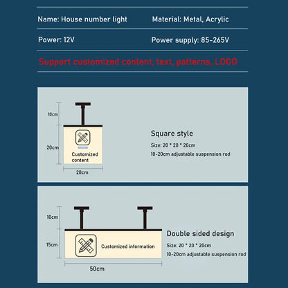 Verthara Premium Illuminated LED Toilet Sign With Hanging Mount – Customisable - Modern Design - Indoor Use - Bright White Light - Durable Acrylic