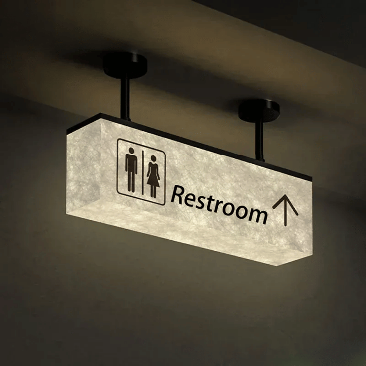 Verthara Premium Illuminated LED Toilet Sign With Hanging Mount – Customisable - Modern Design - Indoor Use - Bright White Light - Durable Acrylic
