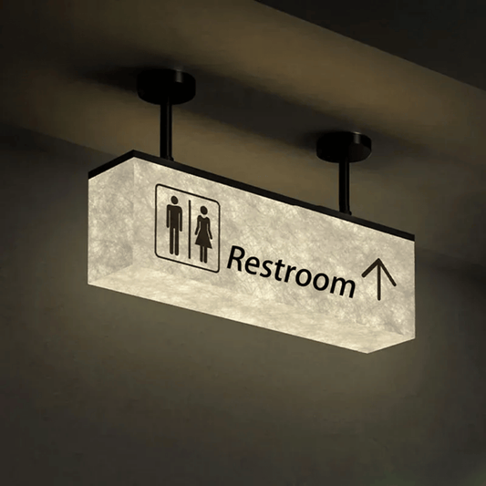 Verthara Premium Illuminated LED Toilet Sign With Hanging Mount – Customisable - Modern Design - Indoor Use - Bright White Light - Durable Acrylic