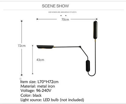 Verthara Premium Industrial Adjustable Long Arm Wall Light E27