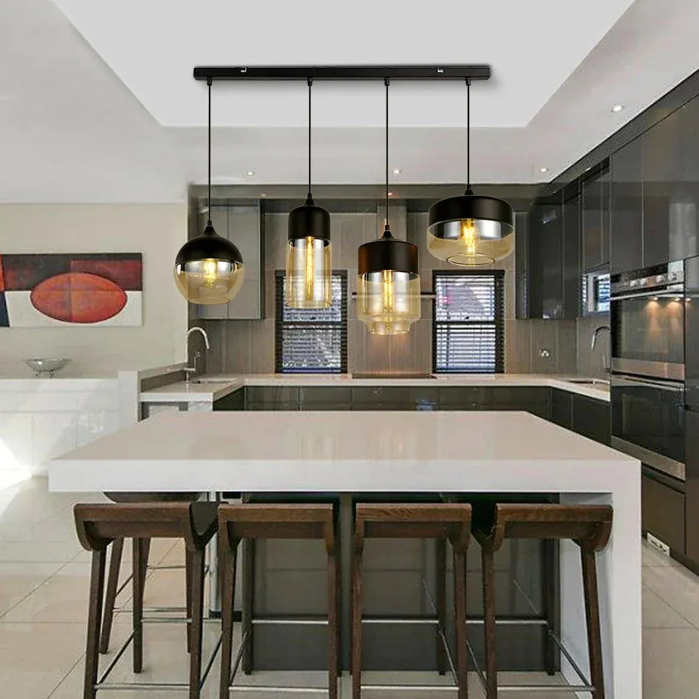 Verthara Premium Industrial Loft Glass Pendant Chandelier