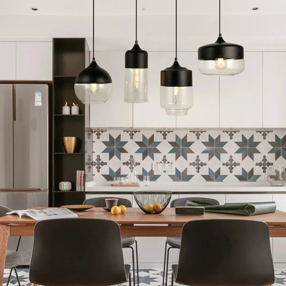 Verthara Premium Industrial Loft Glass Pendant Chandelier