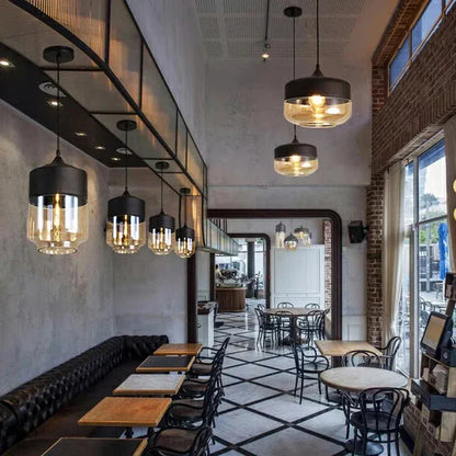 Verthara Premium Industrial Loft Glass Pendant Chandelier