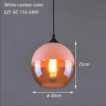 Verthara Premium Industrial Loft Glass Pendant Chandelier white and amber 3