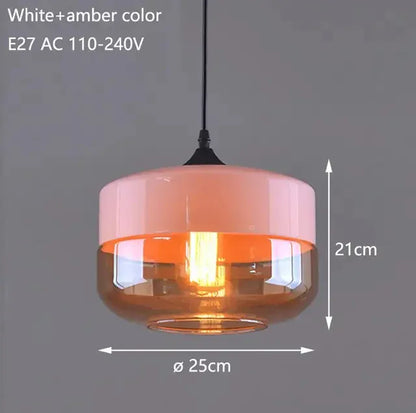 Verthara Premium Industrial Loft Glass Pendant Chandelier white and amber 1