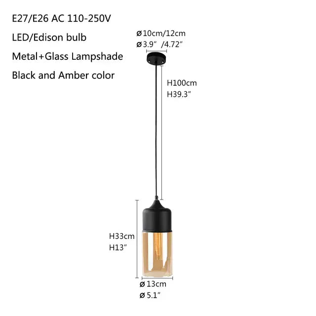 Verthara Premium Industrial Loft Glass Pendant Chandelier