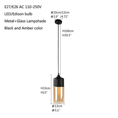 Verthara Premium Industrial Loft Glass Pendant Chandelier