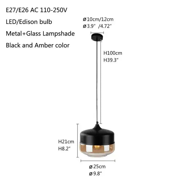 Verthara Premium Industrial Loft Glass Pendant Chandelier