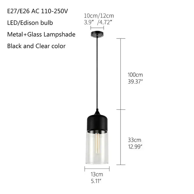 Verthara Premium Industrial Loft Glass Pendant Chandelier