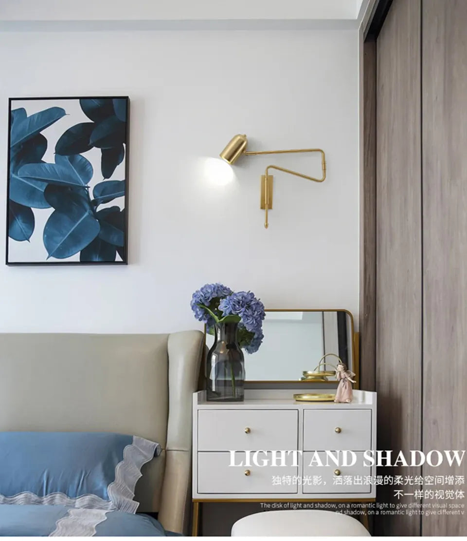 Verthara Premium Industrial Long-Arm Folding Wall Lamp