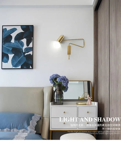Verthara Premium Industrial Long-Arm Folding Wall Lamp