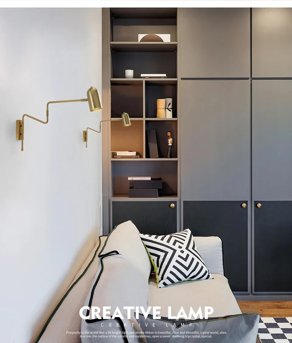 Verthara Premium Industrial Long-Arm Folding Wall Lamp