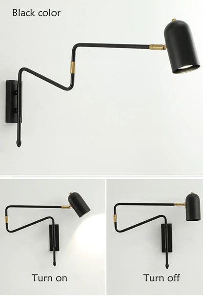 Verthara Premium Industrial Long-Arm Folding Wall Lamp
