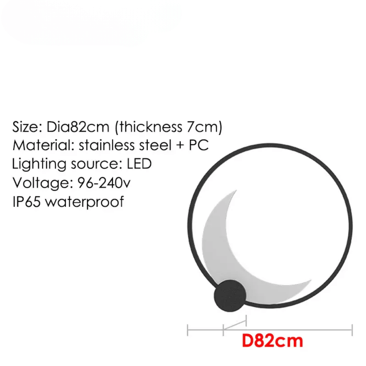 Verthara Premium IP65 Waterproof LED Outdoor Wall Light - Round Moon Design - Stainless Steel - Warm/Cool White - Modern Garden Lighting
