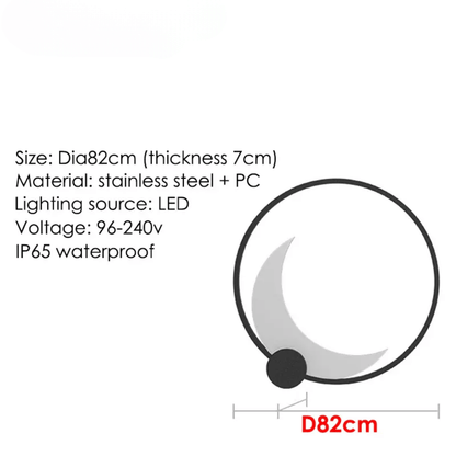 Verthara Premium IP65 Waterproof LED Outdoor Wall Light - Round Moon Design - Stainless Steel - Warm/Cool White - Modern Garden Lighting