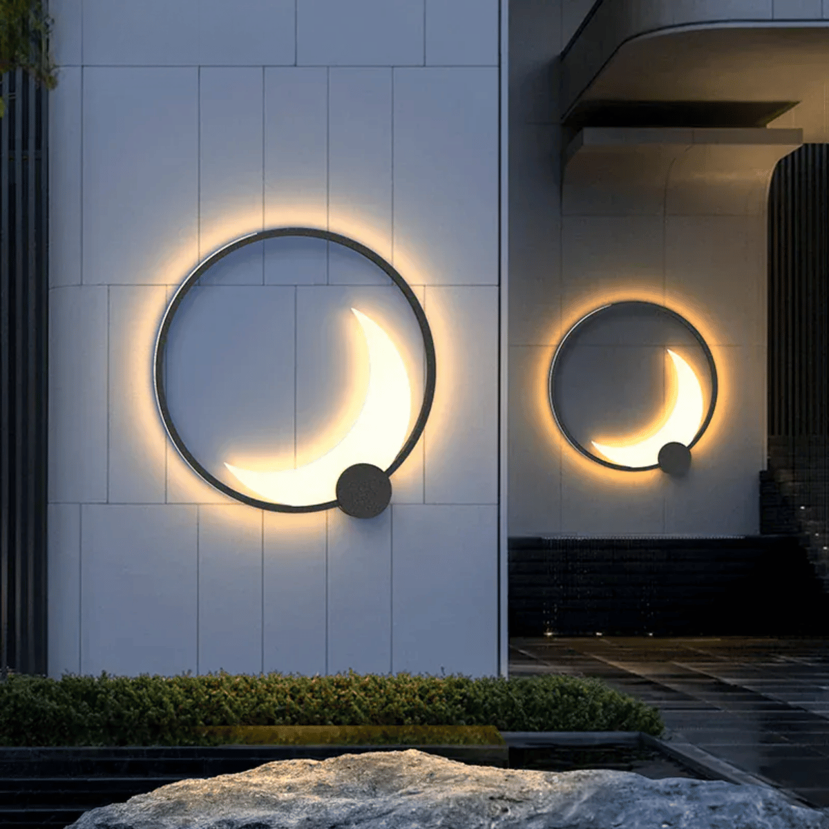 Verthara Premium IP65 Waterproof LED Outdoor Wall Light - Round Moon Design - Stainless Steel - Warm/Cool White - Modern Garden Lighting