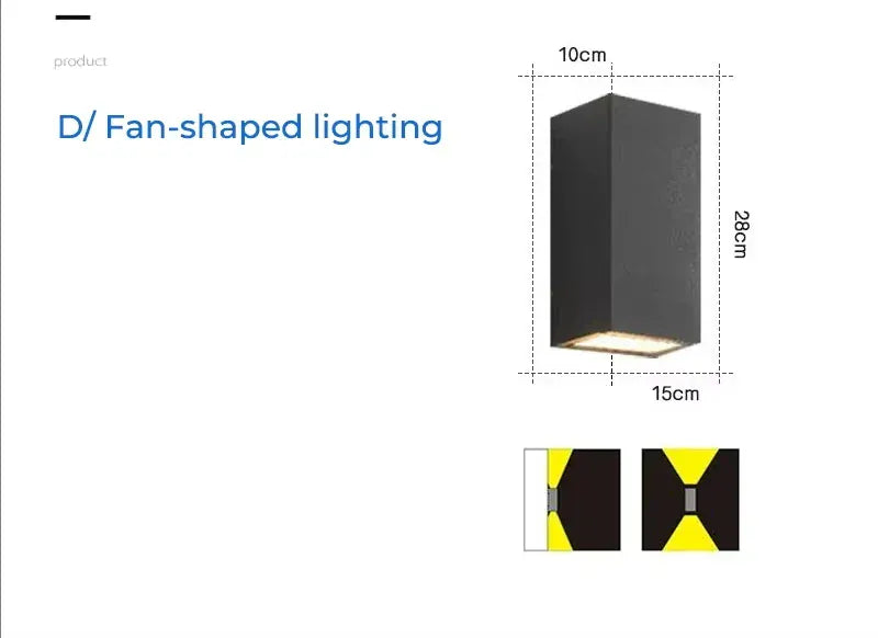Verthara Premium IP65 Waterproof Modern Outdoor Wall Light – Die-Cast Aluminium - Effortless Installation - Ideal for Garden and Villa Porches warm white / F