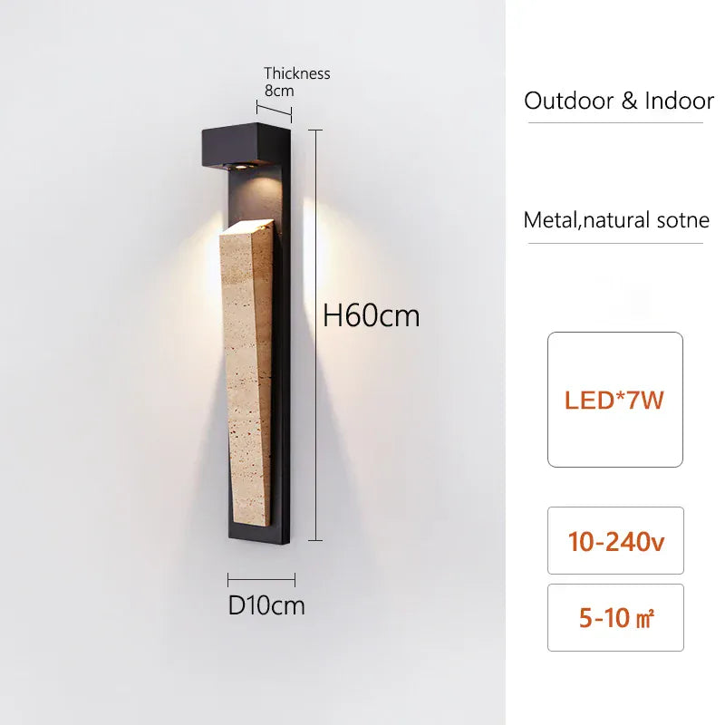 Verthara Premium IP65 Waterproof Outdoor Wall Light - Wall-Mounted - LED - Natural Stone Design - Weather-Resistant - Ideal For Gardens And Patios cool white / Warm White