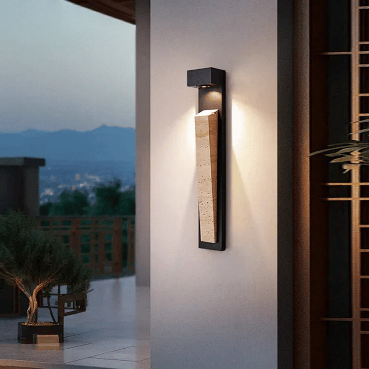 Verthara Premium IP65 Waterproof Outdoor Wall Light - Wall-Mounted - LED - Natural Stone Design - Weather-Resistant - Ideal For Gardens And Patios cool white / Warm White