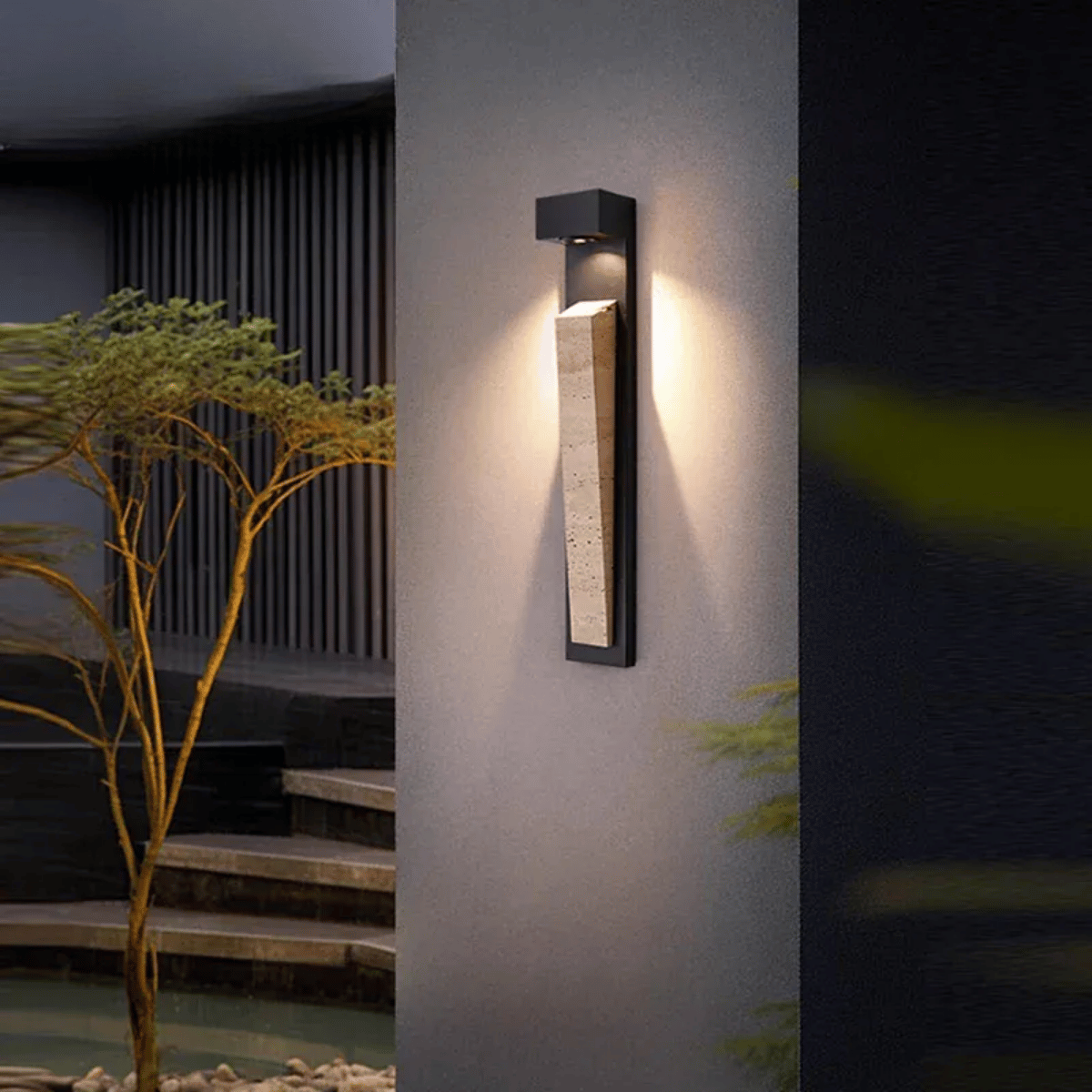 Verthara Premium IP65 Waterproof Outdoor Wall Light - Wall-Mounted - LED - Natural Stone Design - Weather-Resistant - Ideal For Gardens And Patios warm white / Warm White