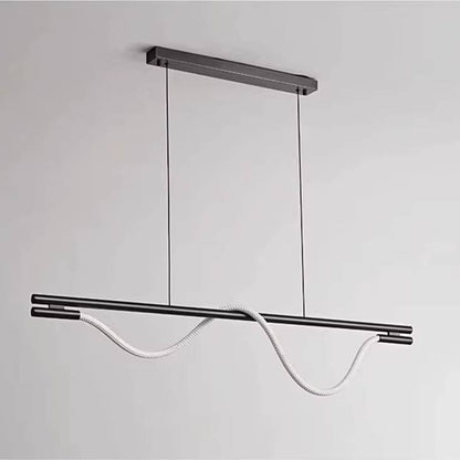 Verthara Premium Italian Modern Minimalist Linear Pendant Light - Stainless Steel and Silicone Ceiling Fixture for Kitchen and Bar