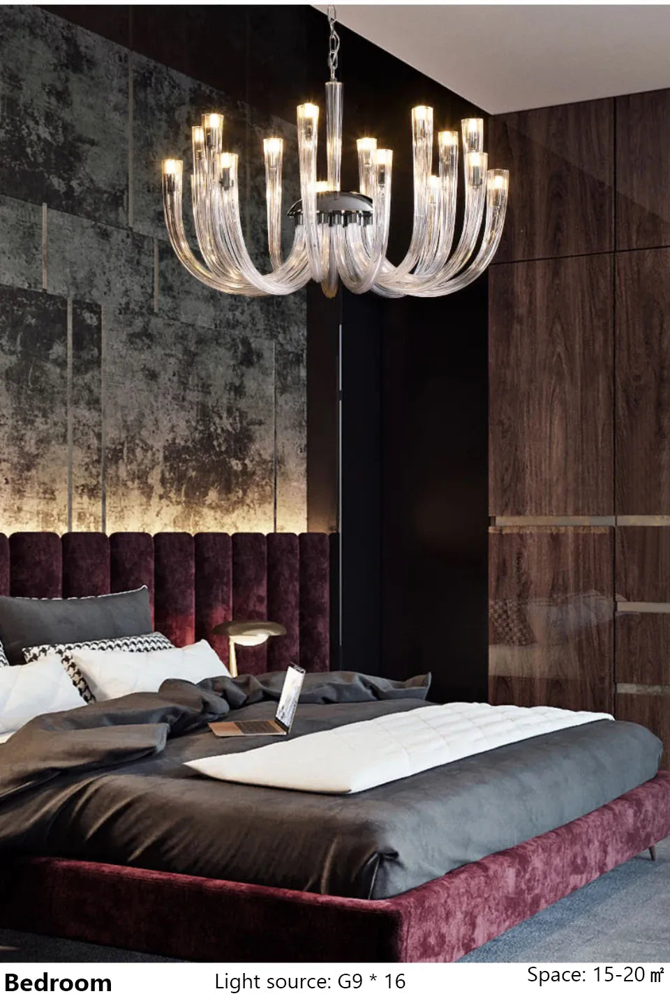 Verthara Premium J-Tube Crystal Glass Pendant Light