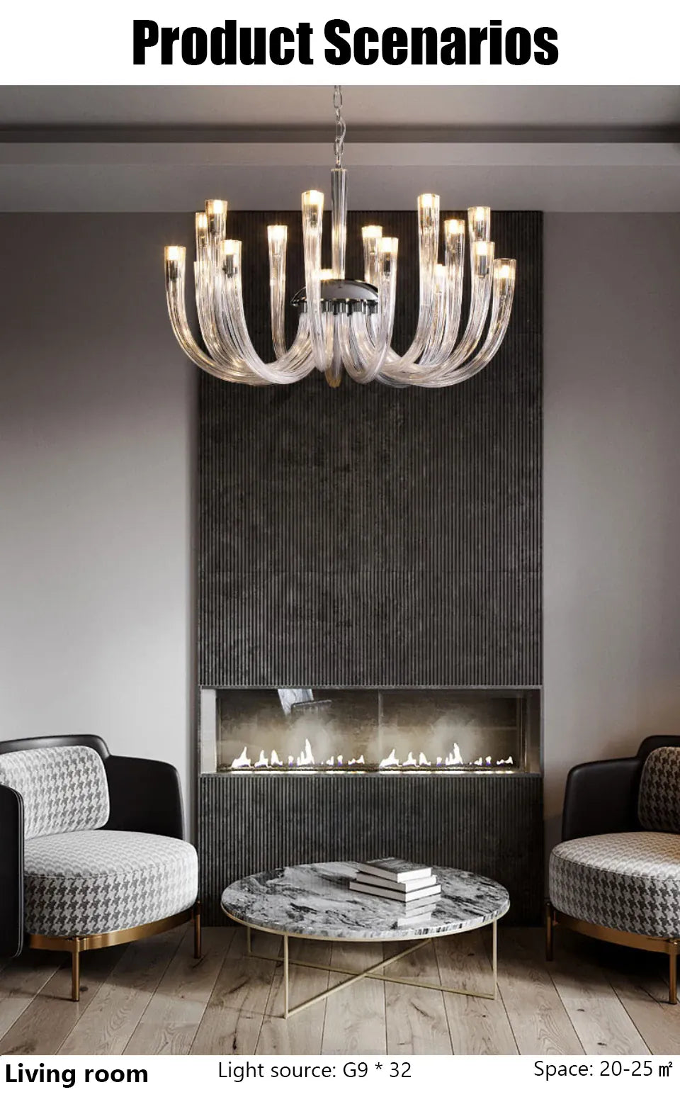 Verthara Premium J-Tube Crystal Glass Pendant Light