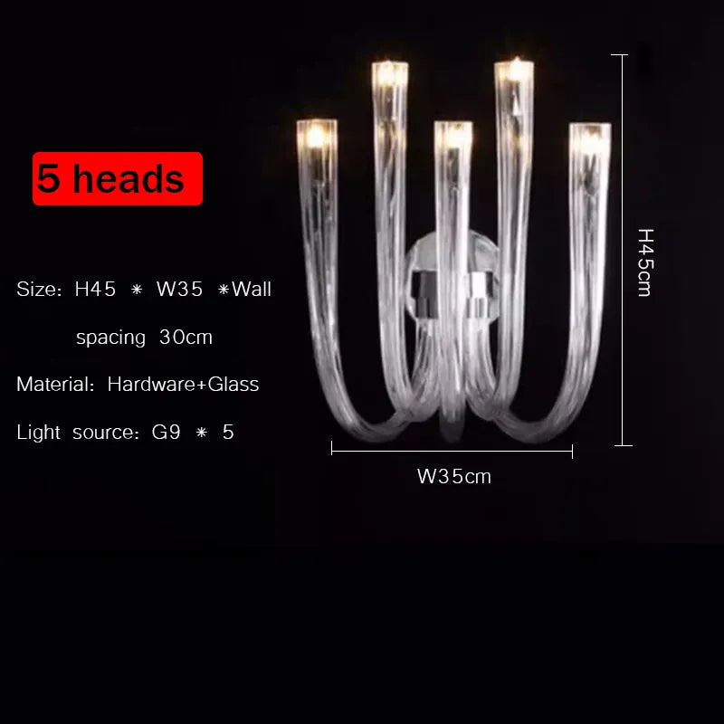 Verthara Premium J-Tube Crystal Glass Pendant Light 5 heads / cold light 6000k