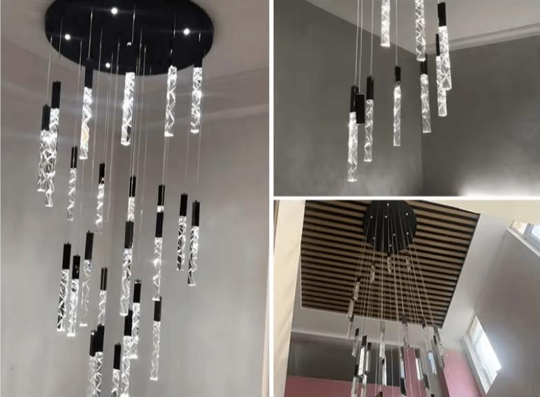 Verthara Premium K9 Crystal LED Pendant Light for Stairs & Living Room