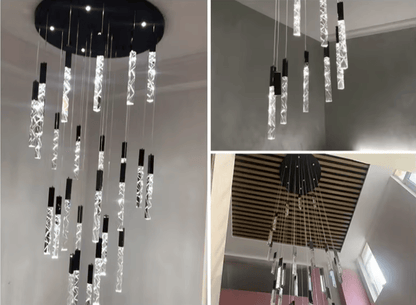 Verthara Premium K9 Crystal LED Pendant Light for Stairs & Living Room
