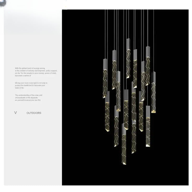 Verthara Premium K9 Crystal LED Pendant Light for Stairs & Living Room