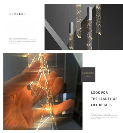 Verthara Premium K9 Crystal LED Pendant Light for Stairs & Living Room